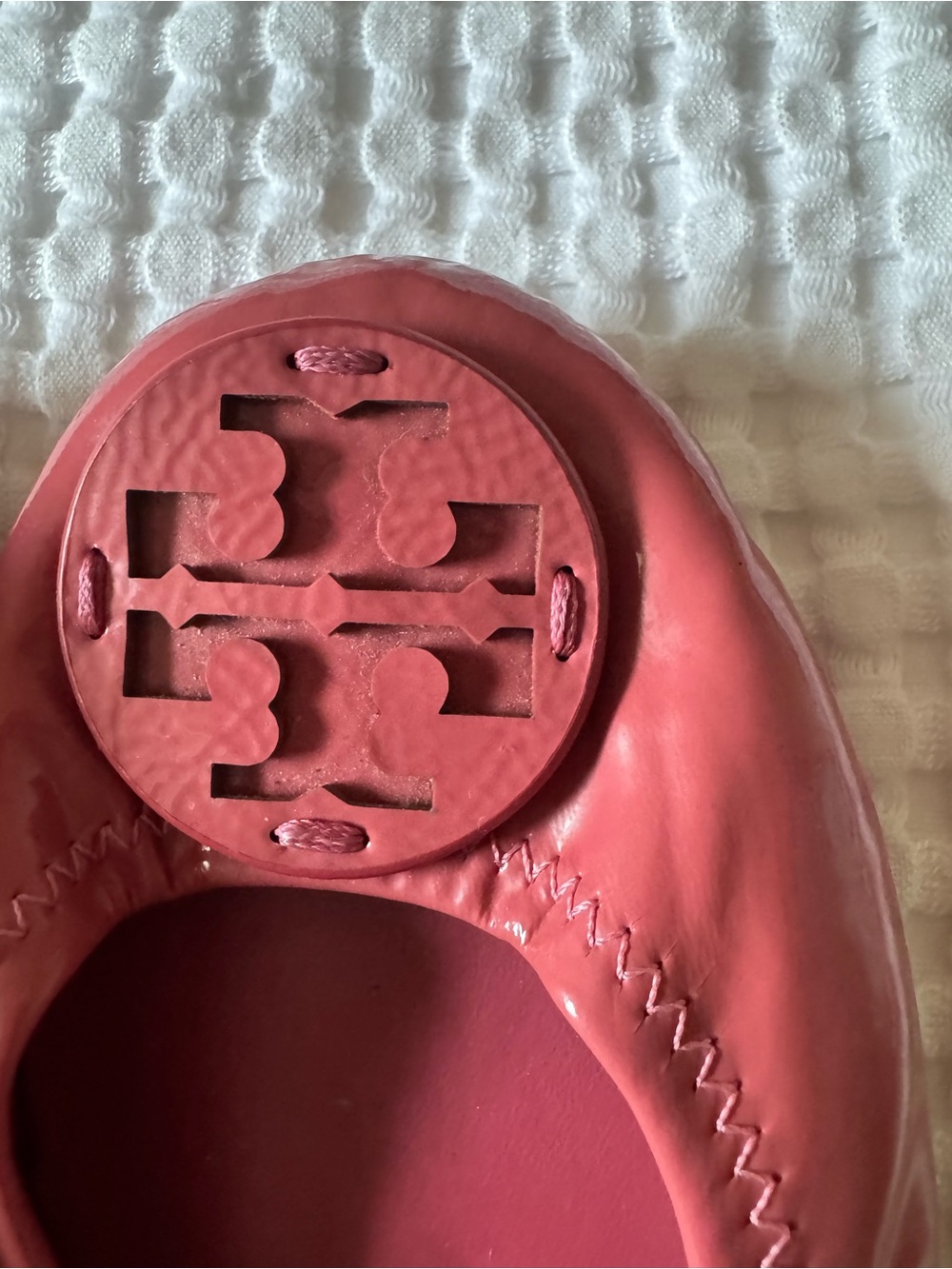 Tory Burch Red Patent Leather Logo Ballet Flats - Picture 8 of 12
